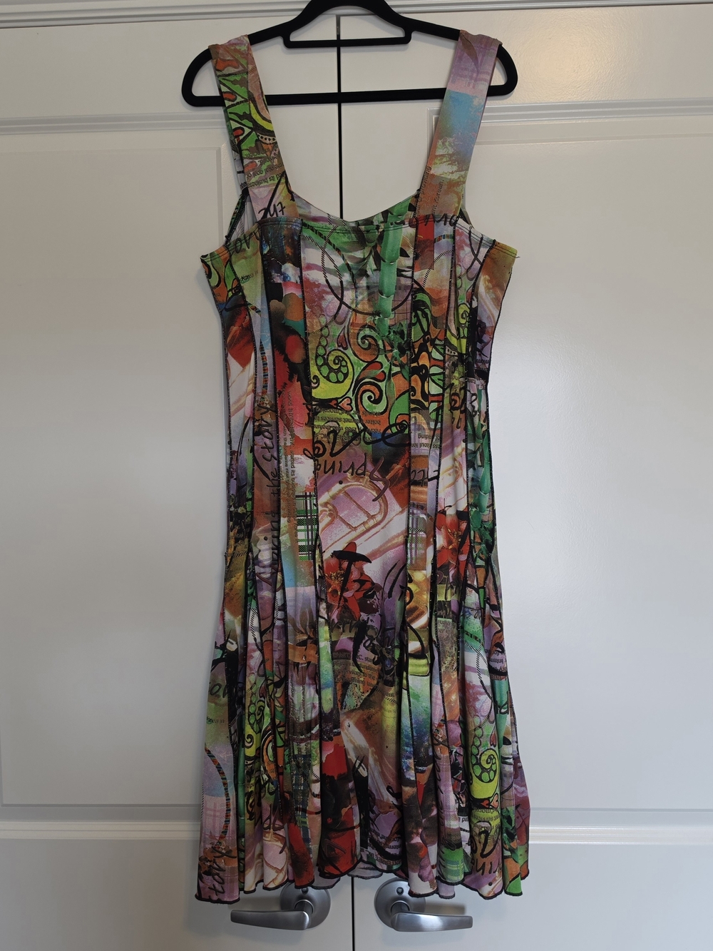 VINTAGE CLIENTELE ABSTRACT ART PRINT FLARED MIDI SUNDRESS SIZE L - Picture 6 of 7